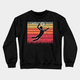 Travel back in time with beach volleyball - Retro Sunsets shirt featuring a player! Crewneck Sweatshirt